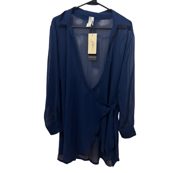 Women's Gottex Tutti Frutti Navy Blue Swim Coverup Size Medium - Picture 3 of 8